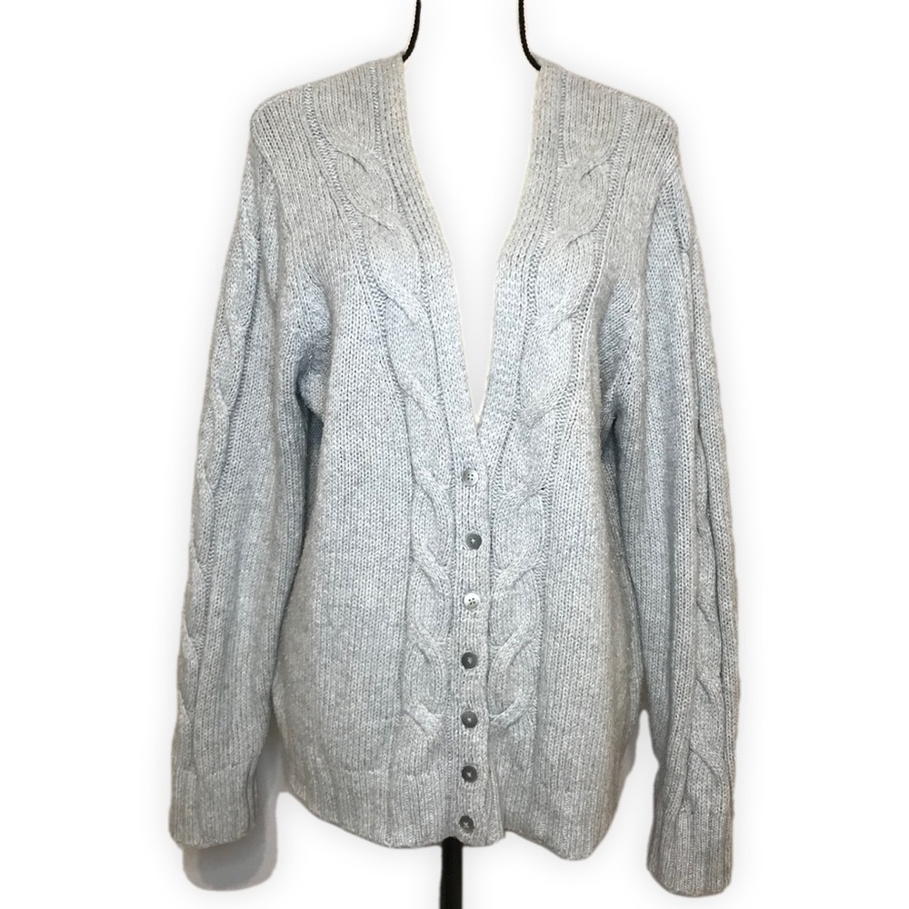 {SOLD} Old Navy Cable Knit Button Cardigan Sweater Gray Size XXL - Picture 1 of 14